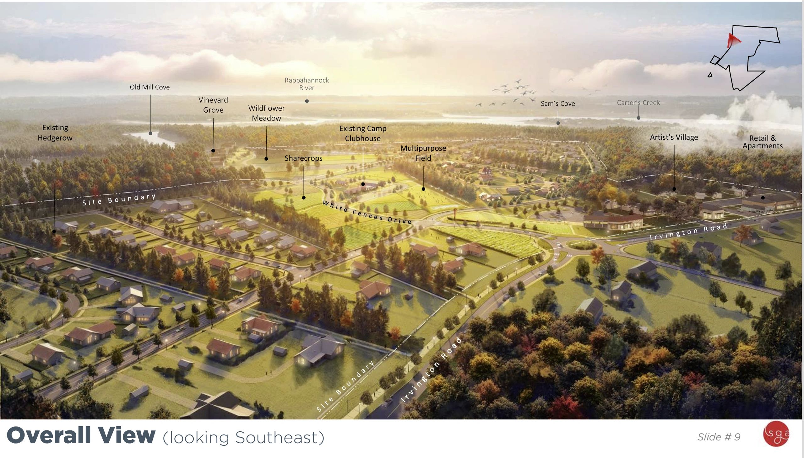 Aerial rendering of Irvington mixed-use development site plan