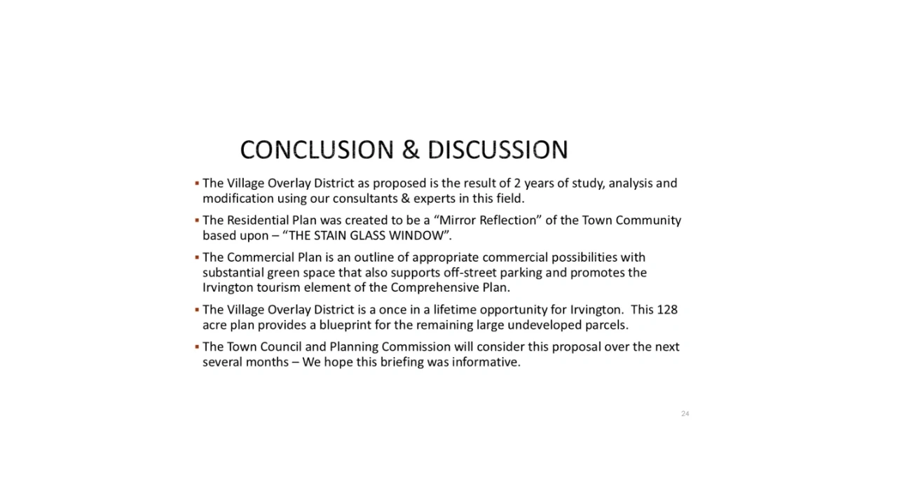 Conclusion and discussion — Village Overlay District proposal