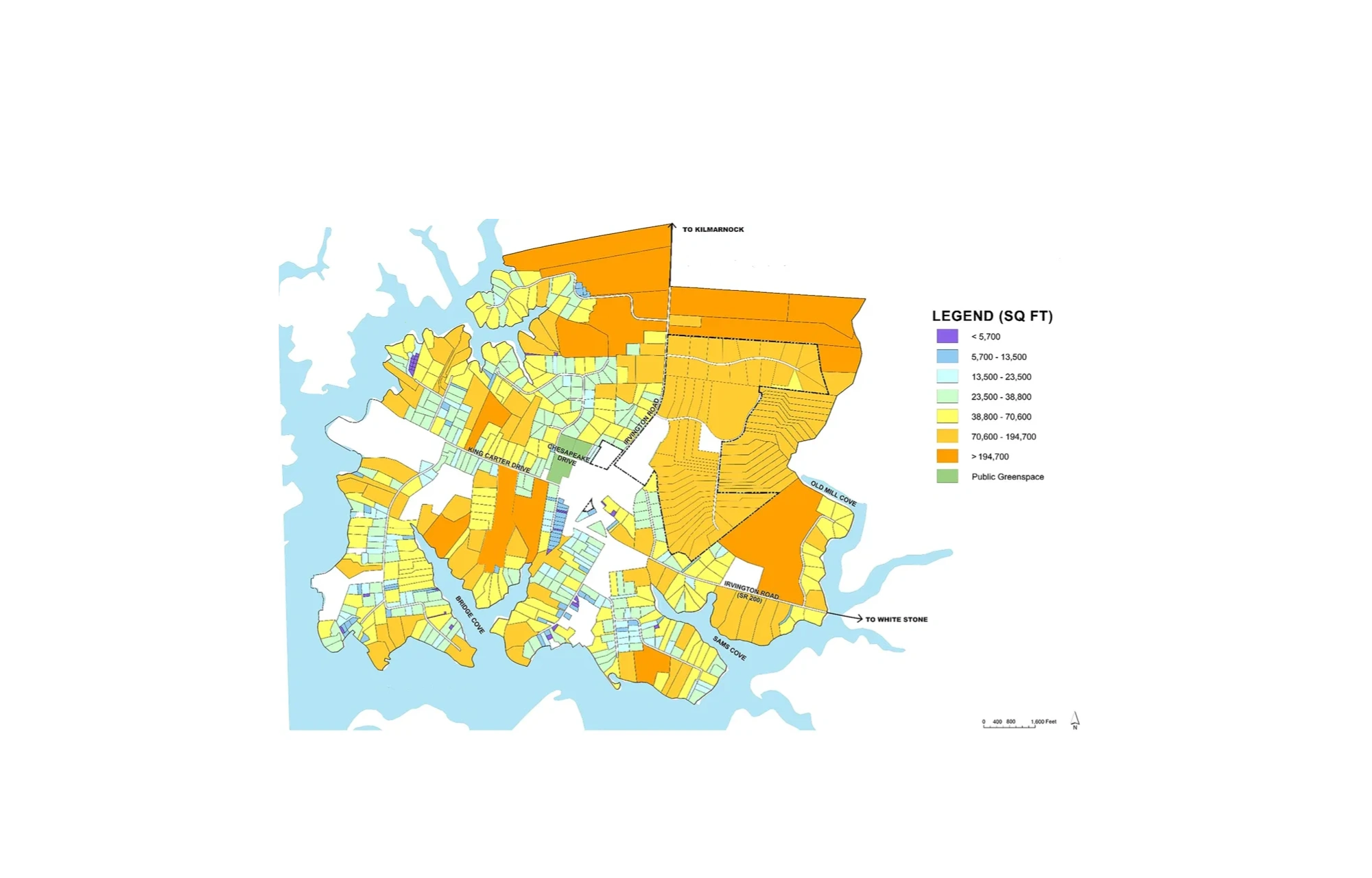 Irvington district lot size map with legend